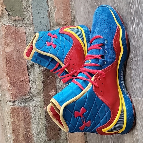 Under Armour Mens CN1  Superman Highlight Trainer Shoe Red Blue Yellow Sz 10.5 - Picture 3 of 12
